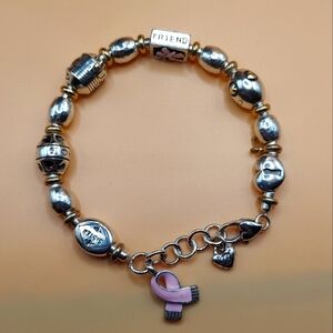 Brighton Breast Cancer Beaded Bracelet Mother Sister Friend Ribbon Charm!